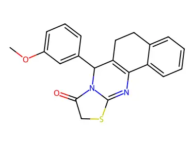 7-(3-methoxyphenyl)-7,10-dihydro-5H-benzo[h]thiazolo[2,3-b]quinazolin-9(6H)-one structure