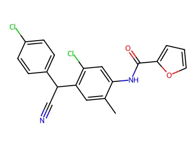 N-{5-chloro-4-[(4-chlorophenyl)(cyano)methyl]-2-methylphenyl}furan-2-carboxamide structure