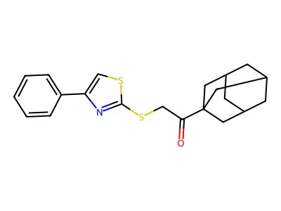2-((4-Phenyl-2-thiazolyl)thio)-1-tricyclo(3.3.1.13,7)dec-1-ylethanone structure