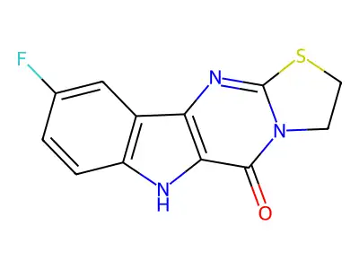9-fluoro-2,3-dihydro[1,3]thiazolo[3',2':1,2]pyrimido[5,4-b]indol-5(6H)-one structure