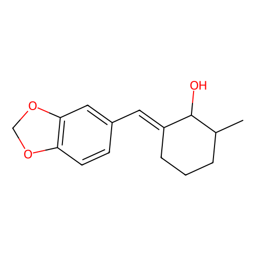 Cyclohexanol, 2-(1,3-benzodioxol-5-ylmethylene)-6-methyl- structure