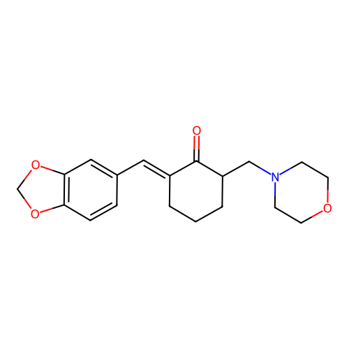 Cyclohexanone, 2-(1,3-benzodioxol-5-ylmethylene)-6-(4-morpholinylmethyl)- structure