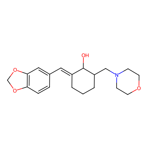 Cyclohexanol, 2-(1,3-benzodioxol-5-ylmethylene)-6-(4-morpholinylmethyl)- structure