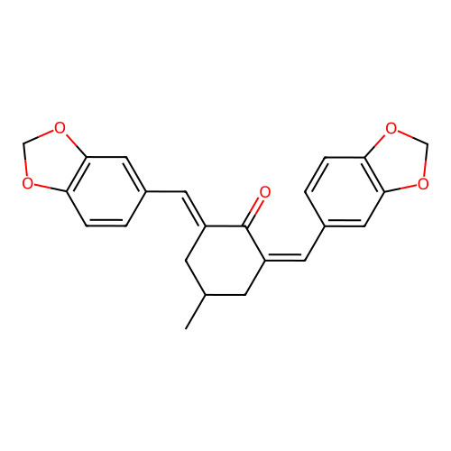 Cyclohexanone, 2,6-bis(1,3-benzodioxol-5-ylmethylene)-4-methyl- structure