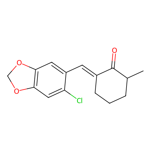 Cyclohexanone, 2-((6-chloro-1,3-benzodioxol-5-yl)methylene)-6-methyl- structure