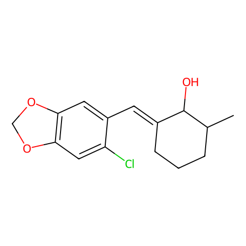 Cyclohexanol, 2-((6-chloro-1,3-benzodioxol-5-yl)methylene)-6-methyl- structure