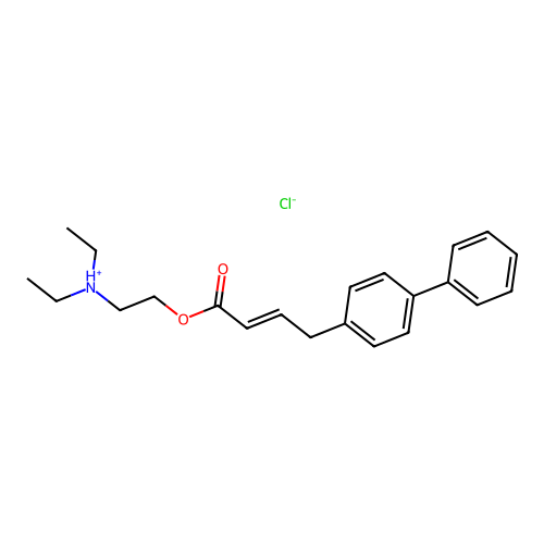 Crotonic acid, 4-biphenylyl-, 2-(diethylamino)ethyl ester, hydrochloride structure