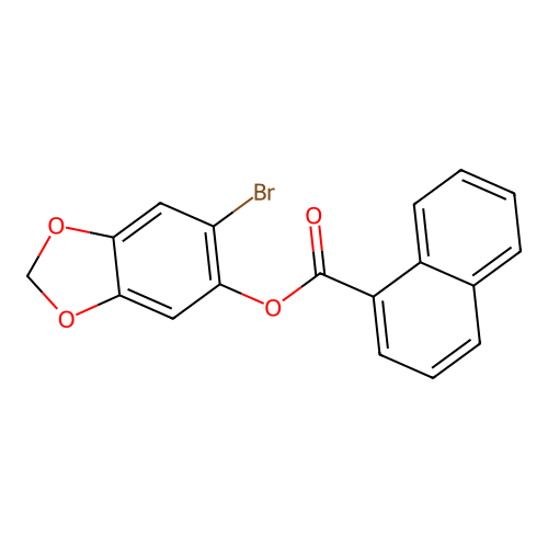 (6-Bromo-1,3-benzodioxol-5-yl) naphthalene-1-carboxylate structure