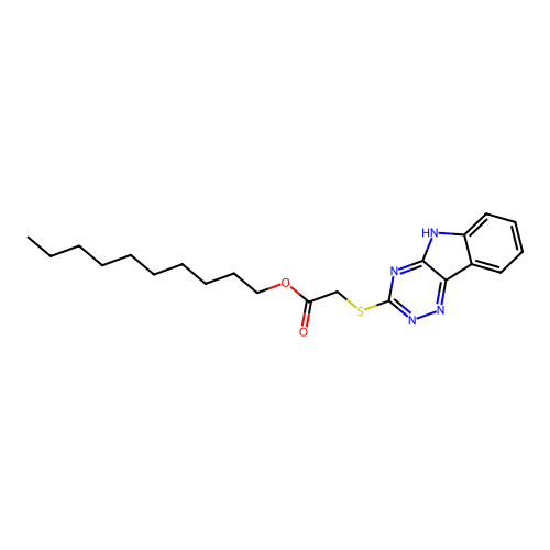 decyl 2-(5H-[1,2,4]triazino[5,6-b]indol-3-ylsulfanyl)acetate structure