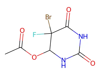 (5-Bromo-5-fluoro-2,6-dioxo-1,3-diazinan-4-yl) acetate structure
