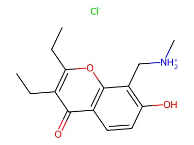 Chromone, 2,3-diethyl-7-hydroxy-8-(methylamino)methyl-, hydrochloride structure