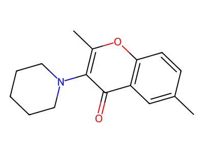 4H-1-Benzopyran-4-one, 2,6-dimethyl-3-(1-piperidinyl)- structure