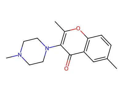 4H-1-Benzopyran-4-one, 2,6-dimethyl-3-(4-methyl-1-piperazinyl)- structure