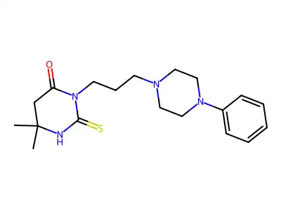 4(1H)-Pyrimidinone, tetrahydro-6,6-dimethyl-3-(3-(4-phenyl-1-piperazinyl)propyl)-2-thioxo- structure