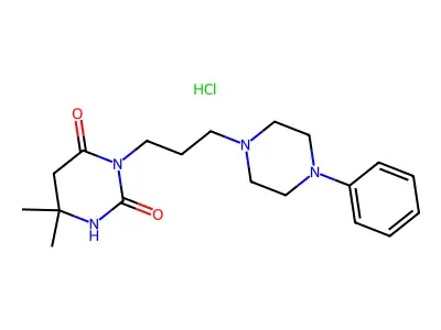 2,4(1H,3H)-Pyrimidinedione, dihydro-6,6-dimethyl-3-(3-(4-phenyl-1-piperazinyl)propyl)-, monohydrochloride structure