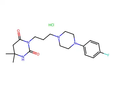 2,4(1H,3H)-Pyrimidinedione, dihydro-6,6-dimethyl-3-(3-(4-(4-fluorophenyl)-1-piperazinyl)propyl)-, monohydrochloride, hydrate structure