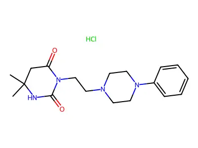 2,4(1H,3H)-Pyrimidinedione, dihydro-6,6-dimethyl-3-(2-(4-phenyl-1-piperazinyl)ethyl)-, monohydrochloride structure