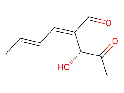 2-[(1R)-1-hydroxy-2-oxopropyl]hexa-2,4-dienal structure