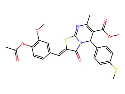 Methyl 2-{[4-(acetyloxy)-3-methoxyphenyl]methylidene}-7-methyl-5-[4-(methylsulfanyl)phenyl]-3-oxo-2,3-dihydro-5H-[1,3]thiazolo[3,2-a]pyrimidine-6-carboxylate structure