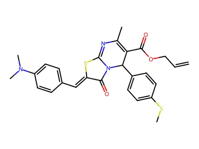 Prop-2-en-1-yl 2-{[4-(dimethylamino)phenyl]methylidene}-7-methyl-5-[4-(methylsulfanyl)phenyl]-3-oxo-2,3-dihydro-5H-[1,3]thiazolo[3,2-a]pyrimidine-6-carboxylate structure