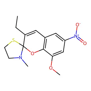 3'-Ethyl-8'-methoxy-3-methyl-6'-nitrospiro[1,3-thiazolidine-2,2'-chromene] structure