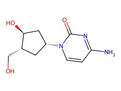 4-amino-1-[(1R,3S,4R)-3-hydroxy-4-(hydroxymethyl)cyclopentyl]pyrimidin-2-one structure