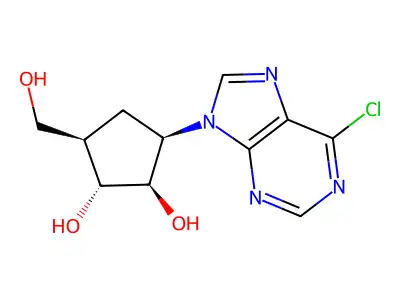 Carbocyclic-6-chloropurine nucleoside-arabino structure