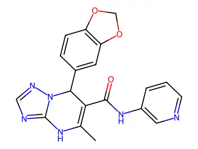 7-(1,3-benzodioxol-5-yl)-5-methyl-N-pyridin-3-yl-1,7-dihydro-[1,2,4]triazolo[1,5-a]pyrimidine-6-carboxamide structure