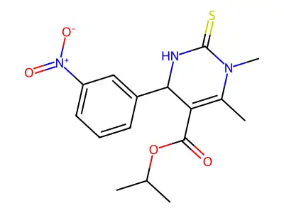 propan-2-yl 3,4-dimethyl-6-(3-nitrophenyl)-2-sulfanylidene-1,6-dihydropyrimidine-5-carboxylate structure