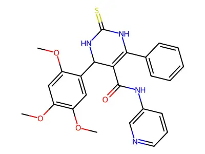 6-Phenyl-N-(pyridin-3-yl)-2-sulfanylidene-4-(2,4,5-trimethoxyphenyl)-1,2,3,4-tetrahydropyrimidine-5-carboxamide structure