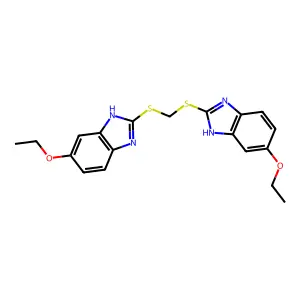 2,2'-(Methylenedisulfanediyl)bis(6-ethoxy-1H-benzimidazole) structure