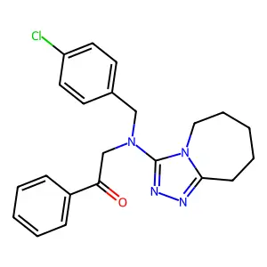 2-[(4-chlorophenyl)methyl-(6,7,8,9-tetrahydro-5H-[1,2,4]triazolo[4,3-a]azepin-3-yl)amino]-1-phenylethanone structure