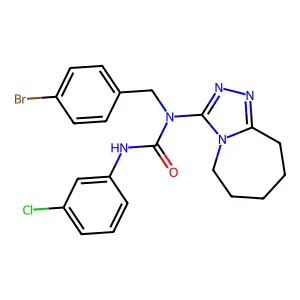 1-[(4-bromophenyl)methyl]-3-(3-chlorophenyl)-1-(6,7,8,9-tetrahydro-5H-[1,2,4]triazolo[4,3-a]azepin-3-yl)urea structure