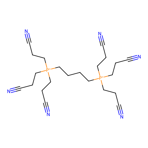 Tris(2-cyanoethyl)-[4-[tris(2-cyanoethyl)phosphaniumyl]butyl]phosphanium structure