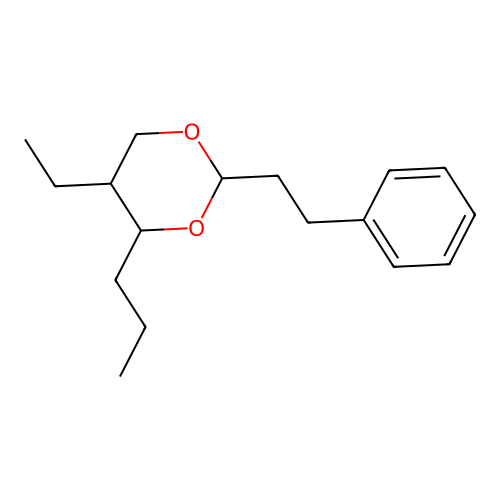 5-Ethyl-2-(2-phenylethyl)-4-propyl-1,3-dioxane structure