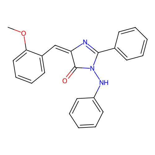 (5E)-3-anilino-5-[(2-methoxyphenyl)methylidene]-2-phenylimidazol-4-one structure