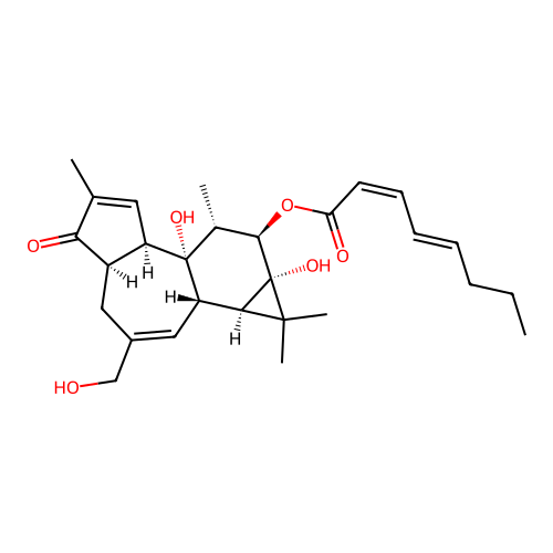 12-O-(Z,E)-2,4-Octadienoyl-4-desoxyphorbol structure