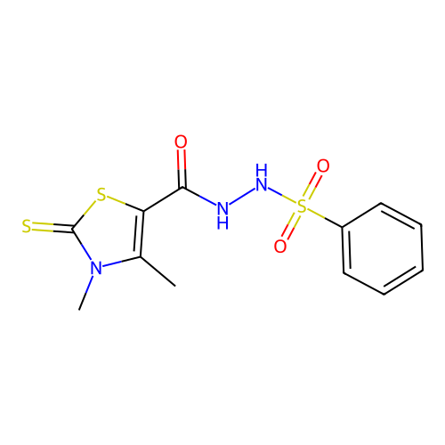 3,4-dimethyl-N'-(phenylsulfonyl)-2-thioxo-2,3-dihydro-1,3-thiazole-5-carbohydrazide structure