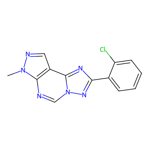 2-(2-chlorophenyl)-7-methyl-7H-pyrazolo[4,3-e][1,2,4]triazolo[1,5-c]pyrimidine structure