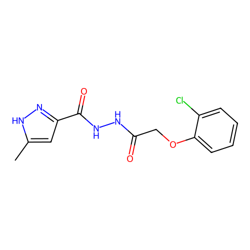 N'-[(2-chlorophenoxy)acetyl]-3-methyl-1H-pyrazole-5-carbohydrazide structure