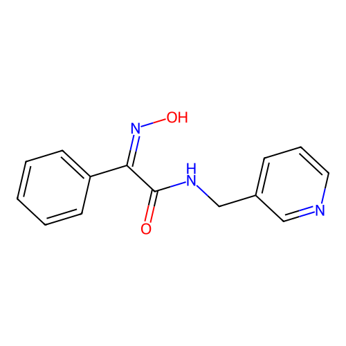 (Z)-2-(hydroxyimino)-2-phenyl-N-(pyridin-3-ylmethyl)acetamide structure