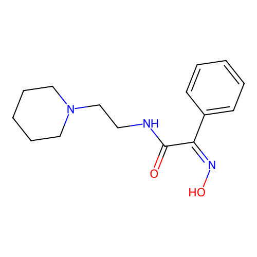 (2Z)-2-(hydroxyimino)-2-phenyl-N-[2-(piperidin-1-yl)ethyl]ethanamide structure