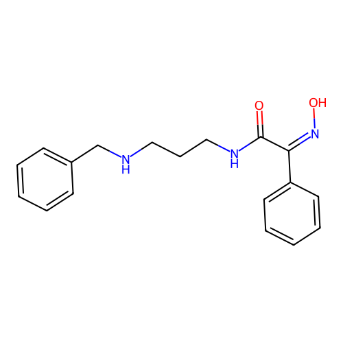 (2Z)-N-[3-(benzylamino)propyl]-2-(hydroxyimino)-2-phenylethanamide structure