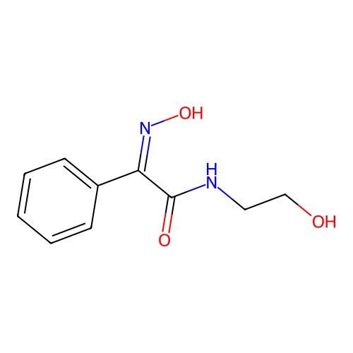 (2Z)-N-(2-hydroxyethyl)-2-(hydroxyimino)-2-phenylethanamide structure
