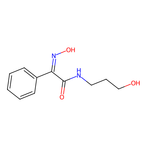 (2Z)-2-(hydroxyimino)-N-(3-hydroxypropyl)-2-phenylethanamide structure