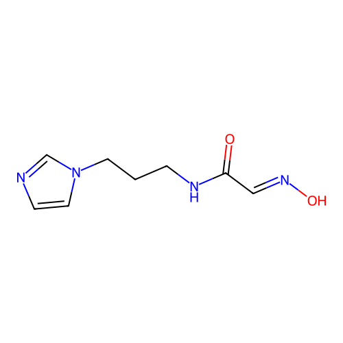 (2E)-2-(hydroxyimino)-N-[3-(1H-imidazol-1-yl)propyl]ethanamide structure