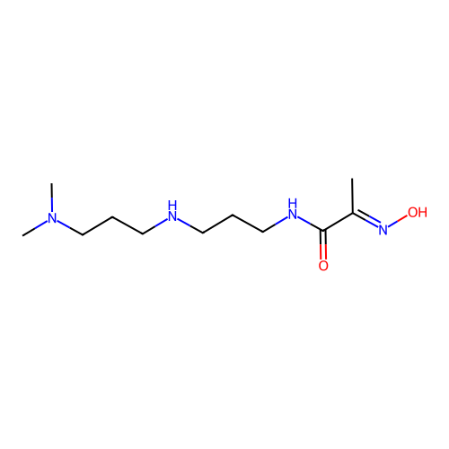 (E)-N-(3-((3-(dimethylamino)propyl)amino)propyl)-2-(hydroxyimino)propanamide structure