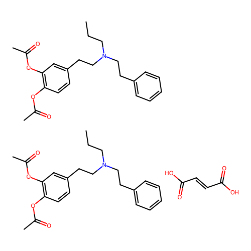Pyrocatechol, 4-(2-(N-propylphenethylamino)ethyl)-, diacetate, fumarate (2:1) structure