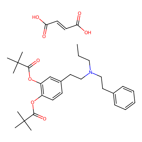Pyrocatechol, 4-(2-(N-propylphenethylamino)ethyl)-, t-butyrate, fumarate (1:1) structure