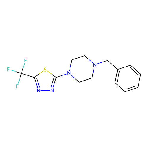 2-(4-Benzylpiperazin-1-yl)-5-(trifluoromethyl)-1,3,4-thiadiazole structure